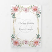 Español English Peonias Rosas Pink Peonies Dreifach Gefaltete Einladung (Cover)