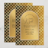 Espanol Invitación Boda Elegante Black Gold Weddin Einladung (Vorne/Hinten)