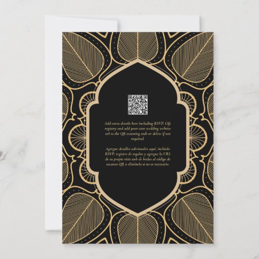 Espanol Invitación Boda Elegante Black Gold Weddin Einladung (Rückseite)