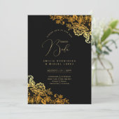 Espanol Invitación Boda Elegante Black Gold Weddin Einladung (Stehend Vorderseite)