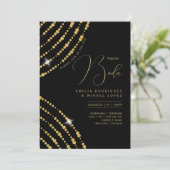 Espanol Invitación Boda Elegante Black Gold Weddin Einladung (Stehend Vorderseite)
