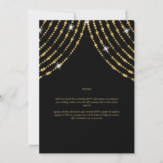 Espanol Invitación Boda Elegante Black Gold Weddin Einladung (Rückseite)
