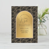 Espanol Invitación Boda Elegante Black Gold Weddin Einladung (Stehend Vorderseite)