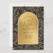 Espanol Invitación Boda Elegante Black Gold Weddin Einladung (Vorderseite)