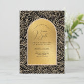 Espanol Invitación Boda Elegante Black Gold Weddin Einladung (Stehend Vorderseite)