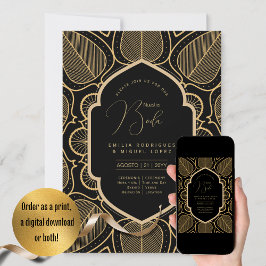 Espanol Invitación Boda Elegante Black Gold Weddin Einladung