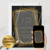 Espanol Invitación Boda Elegante Black Gold Weddin Einladung