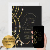 Espanol Invitación Boda Elegante Black Gold Weddin Einladung
