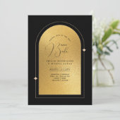 Espanol Invitación Boda Elegante Black Gold Weddin Einladung (Stehend Vorderseite)