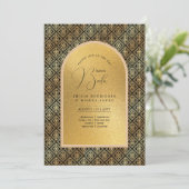 Espanol Invitación Boda Elegante Black Gold Weddin Einladung (Stehend Vorderseite)