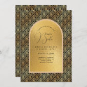 Espanol Invitación Boda Elegante Black Gold Weddin Einladung (Vorne/Hinten)