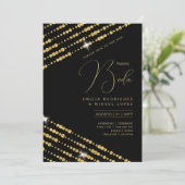 Espanol Invitación Boda Elegante Black Gold Weddin Einladung (Stehend Vorderseite)