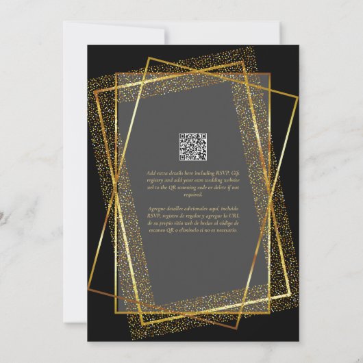Espanol Invitación Boda Elegante Black Gold Weddin Einladung (Rückseite)