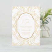 Espanol Invitación Boda Elegante White Gold Weddin Einladung (Stehend Vorderseite)