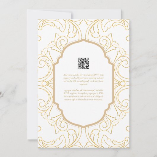 Espanol Invitación Boda Elegante White Gold Weddin Einladung (Rückseite)