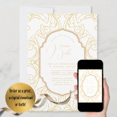 Espanol Invitación Boda Elegante White Gold Weddin Einladung