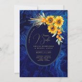 Espanol Invitación Boda Rustic Blue Sunflowers Inv Einladung (Vorderseite)