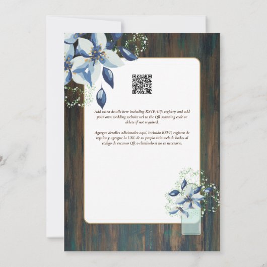Espanol Invitación de Boda Floral Wedding Rustic I Einladung (Rückseite)