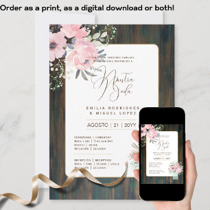 Espanol Invitación de Boda Floral Wedding Rustic I Einladung