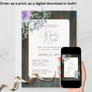 Espanol Invitación de Boda Floral Wedding Rustic I Einladung