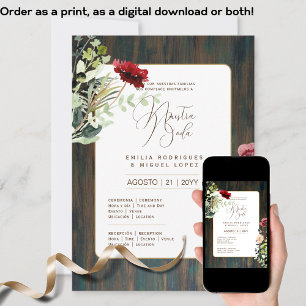 Espanol Invitación de Boda Floral Wedding Rustic I Einladung
