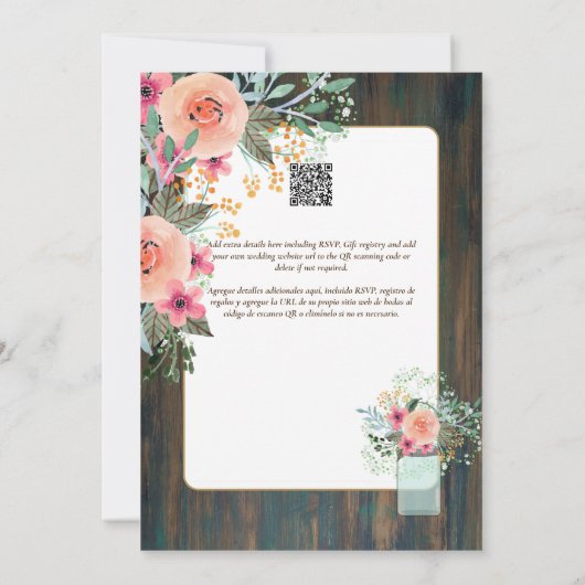 Espanol Invitación de Boda Floral Wedding Rustic I Einladung (Rückseite)