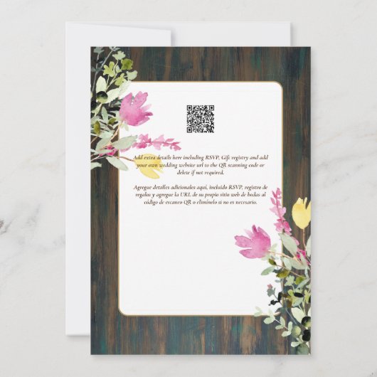 Espanol Invitación de Boda Floral Wedding Rustic I Einladung (Rückseite)