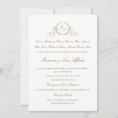 Español, Invitacion de Boda Formal con Monogram Einladung (Vorderseite)