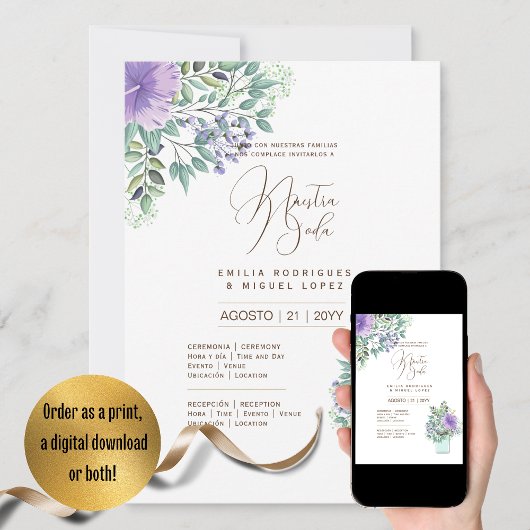 Espanol Invitación de Boda Summer Floral Wedding I Einladung