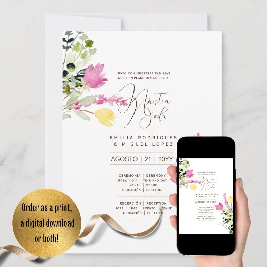 Espanol Invitación de Boda Summer Floral Wedding I Einladung