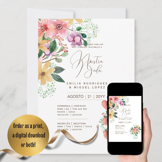 Espanol Invitación de Boda Summer Floral Wedding I Einladung