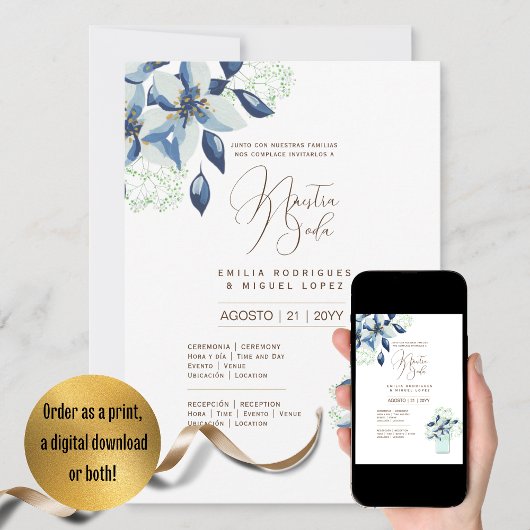 Espanol Invitación de Boda Summer Floral Wedding I Einladung