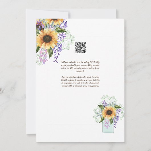 Espanol Invitación de Boda Summer Floral Wedding I Einladung (Rückseite)