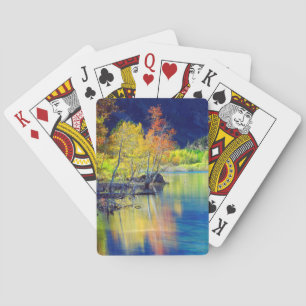 Espenbaum im Herbst, reflektiert im Grant Lake Spielkarten