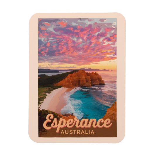 Esperance Australia Illustration Travel Art Retro Magnet (Vertikal)