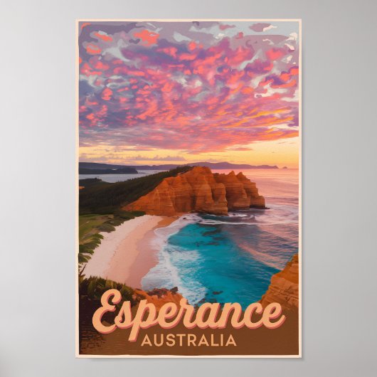 Esperance Australia Illustration Travel Art Retro Poster (Vorne)
