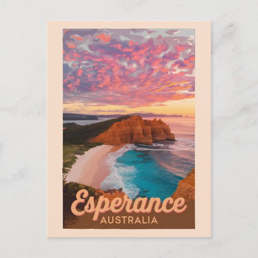 Esperance Australia Illustration Travel Art Retro Postkarte (Vorderseite)