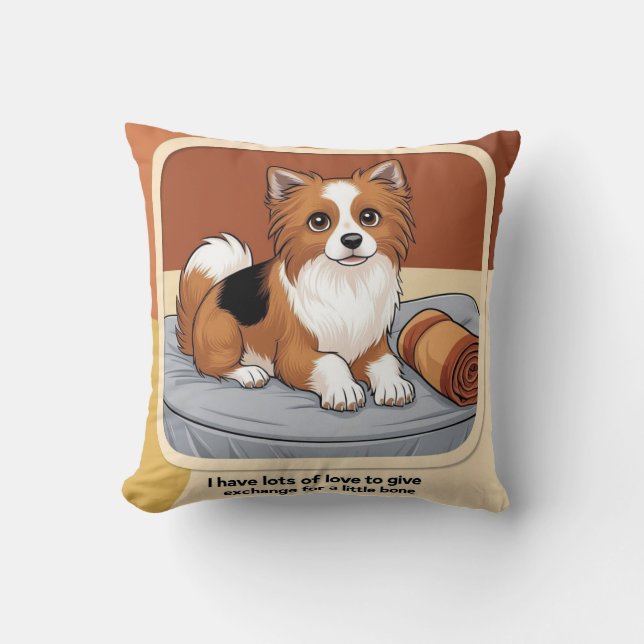 Esperando su Huesito – Zaguate con Mirada Tierna Kissen (Vorderseite)