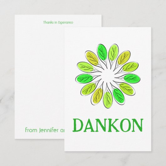 Esperanto Dankeskarte (Vorne/Hinten)