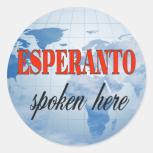 Esperanto, das hier gesprochen wird runder aufkleber