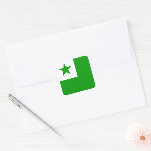 Esperanto-Flagge Quadratischer Aufkleber (Umschlag)