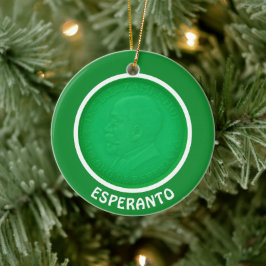 Esperanto-Flagge + Zamenhof Keramik Ornament