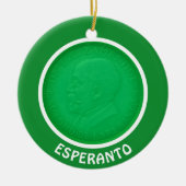 Esperanto-Flagge + Zamenhof Keramik Ornament (Vorne)