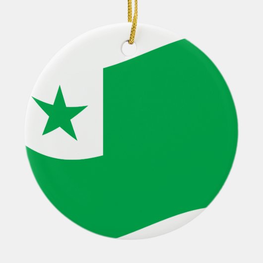 Esperanto-Flagge + Zamenhof Keramik Ornament (Vorne)