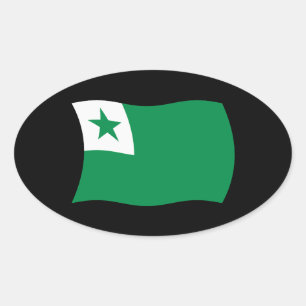 Esperanto-Flaggen-Aufkleber Ovaler Aufkleber