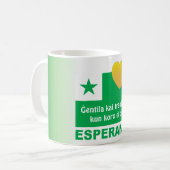Esperanto Ĝentila kaj trankvila, kun koro EL oro, Kaffeetasse (Vorderseite Links)