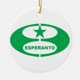 Esperanto-Symbol + Flagge, Keramik Ornament