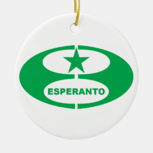 Esperanto-Symbol + Flagge, Keramik Ornament