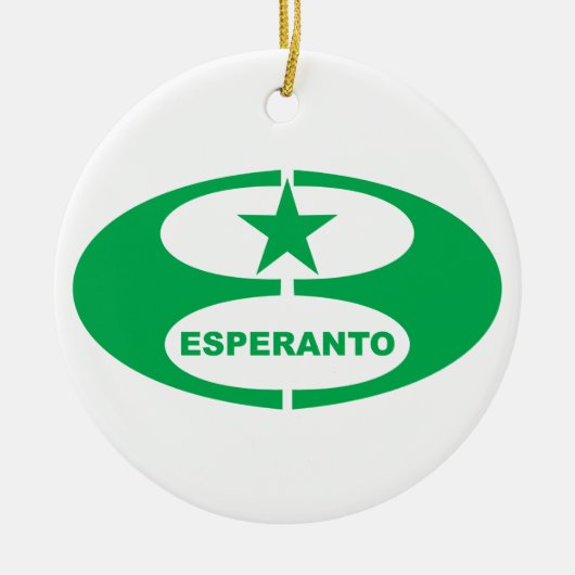 Esperanto-Symbol + Flagge, Keramik Ornament (Vorne)