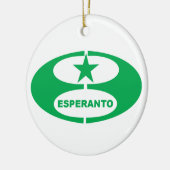 Esperanto-Symbol + Flagge, Keramik Ornament (Links)